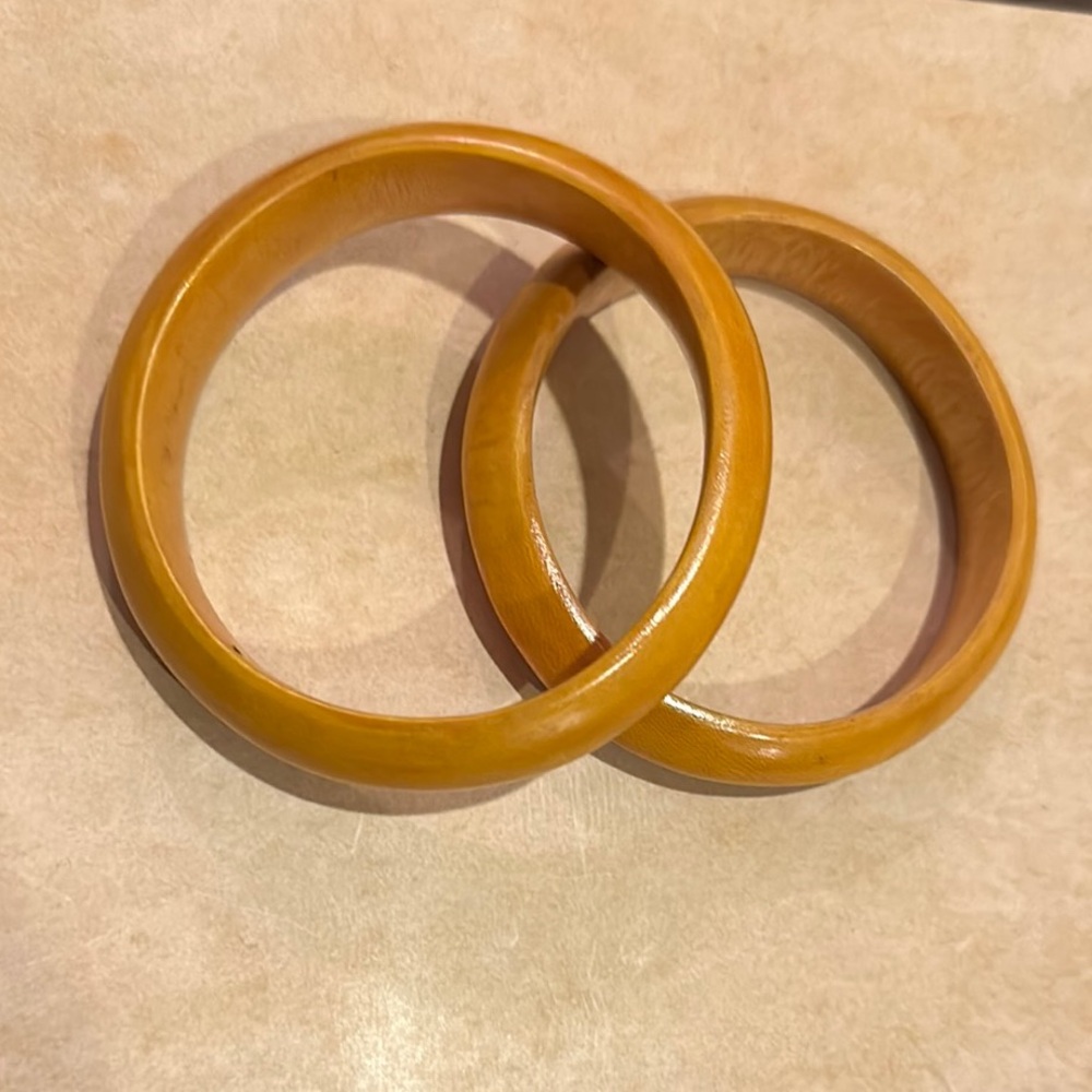 Wooden Yellow Bangle Bracelets